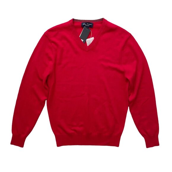 Cremieux Daniel Men’s Medium Red 100% Cashmere Luxury V-Neck Pullover Sweater - Picture 1 of 6